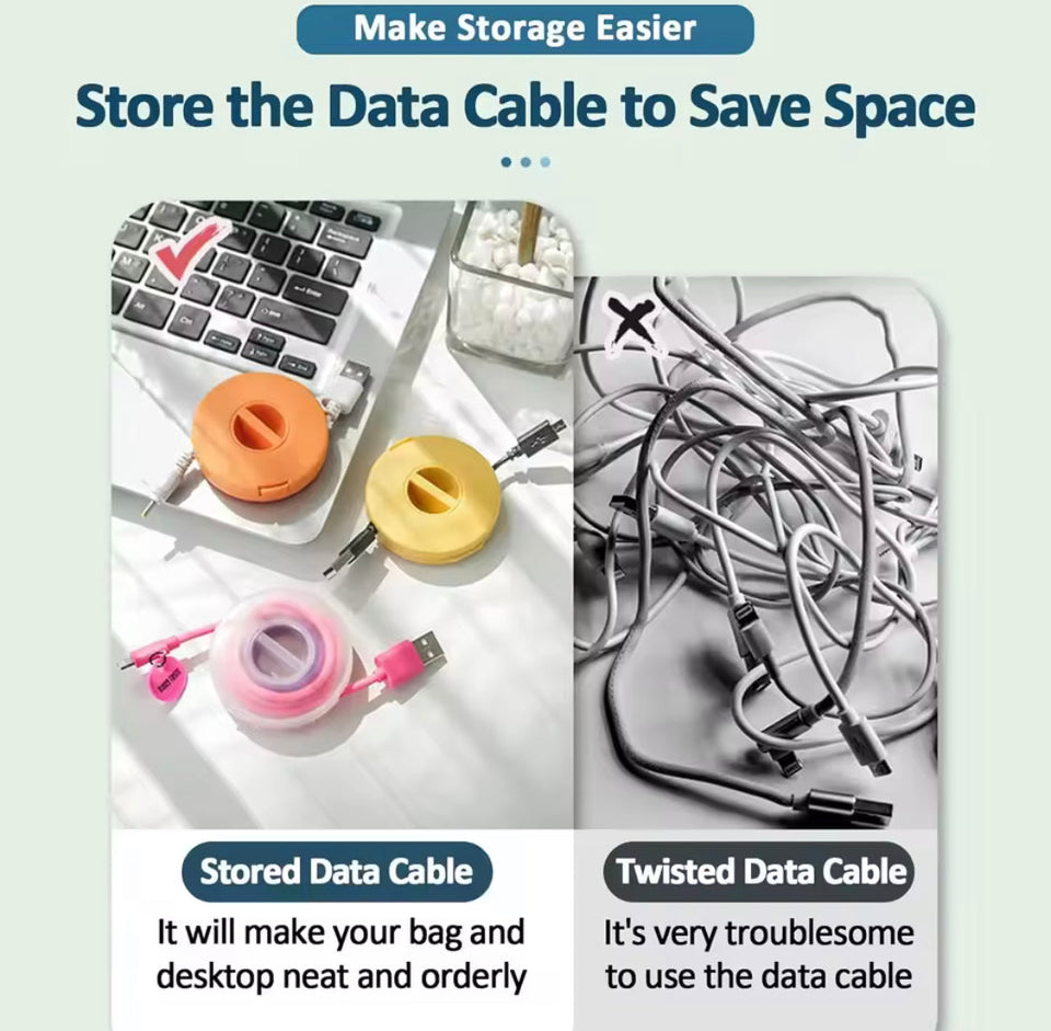 Pack Of 3 Rotatable Data Cable Storage Box, Multifunctional Desktop Wire Storage Organizer, Rotating Cable Organizer, Portable Wire Storage Case