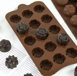 Flowers Shaped Silicone Chocolate Mold, Cake Decoration Tool, Reusable Rose Flower Chocolate Mold