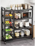 Multilayer Storage Rolling Cart, Moveable Kitchen Storage Rack With Baskets, Multifunctional Kitchen Organizer