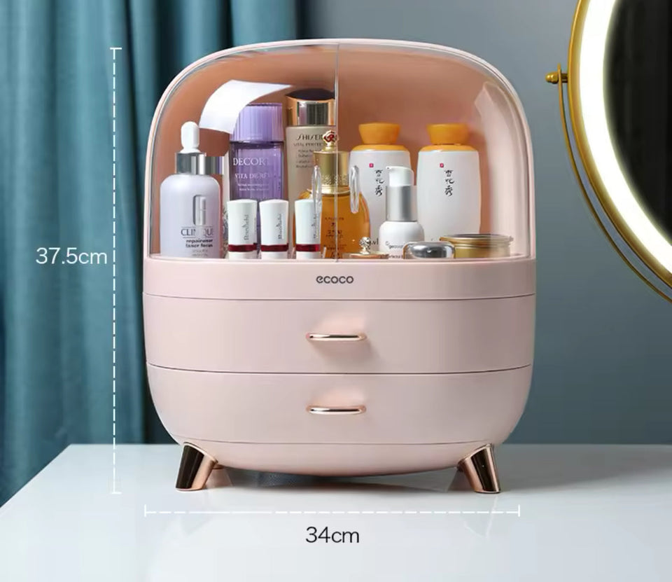 Desktop Cosmetics Storage Box With Drawers, Makeup Sundries Storage Organizer, Cosmetic Display Case, Dust Proof Storage Rack