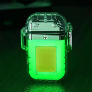 Rechargeable Transparent Lighter With Flashlight, USB Camping Flashlight, Mini Torch With Cigarette Lighter