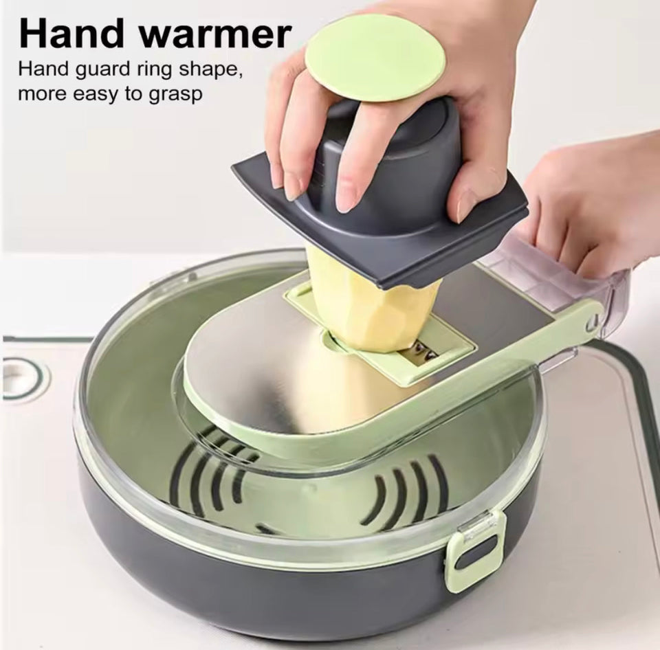 14 In 1 Vegetable Chopper,  Draining Vegetable Cutter With Stainless Steel Blades, Manual Hand Food Chopper, Kitchen Gadget