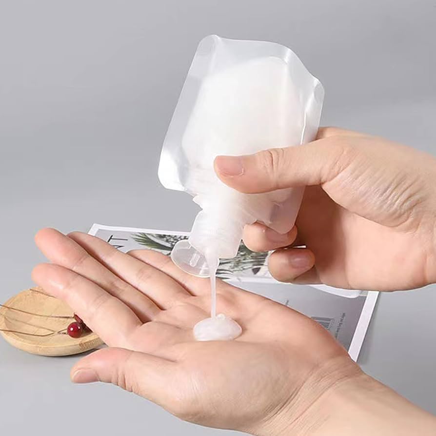 Set Of 2 Portable Travel Refillable Liquid Pouch, Transparent Multipurpose Hand Cream Pouch, Leakproof Refillable Bag