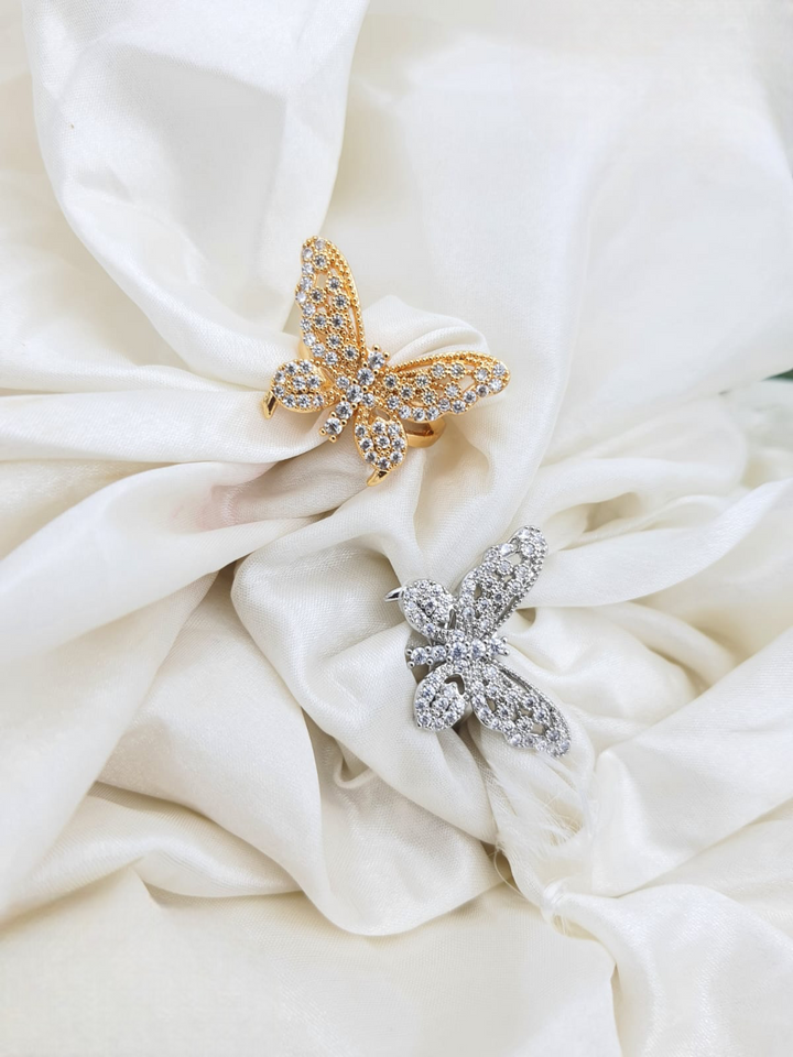 Cute Butterfly Zircon Finger Ring, Eternity Wedding Jewellery, Fashion Simple Zircon Ring, Butterfly Design Finger Ring
