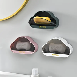 Cloud Shaped Wall Mounted Soap Holder, Wall Mounted Soap Dish Box, Bathroom Hanging Soap Tray, Plastic Bathroom Soap Holder
