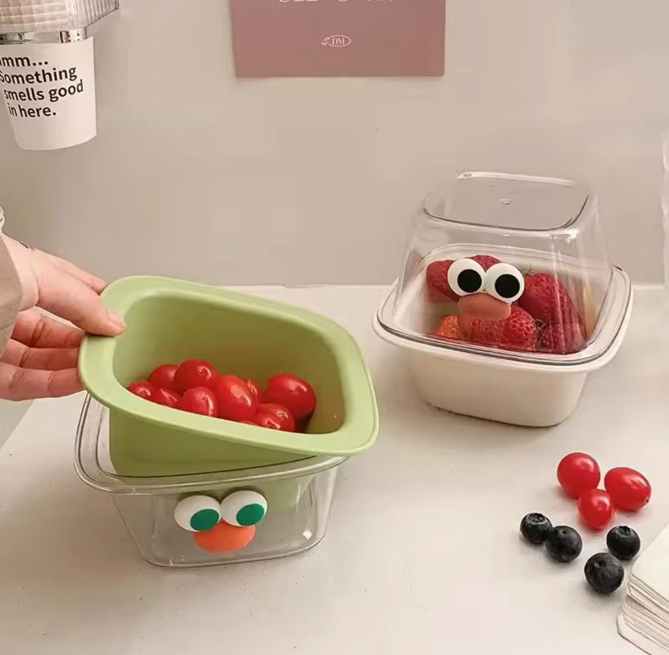 Cute Cartoon Double Layer Mini Drain Basket, Multifunctional Household Fruit Snack Storage Basket, Thickened Fruit Bowl