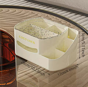 Cosmetic Organizer With Tissue Box, Multifunctional Cosmetic Display Cases with Tissue Box, Makeup Sundries Storage Organizer