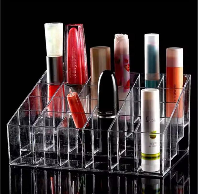 Lipstick Display Stand Holder, Acrylic Lipstick Storage Box, Acrylic Makeup Organizer, Desktop Lipstick Display Storage Box, Cosmetic Nail Polish Storage Rack, Desktop Dressing Table for Lip Glaze Brushes Bottles