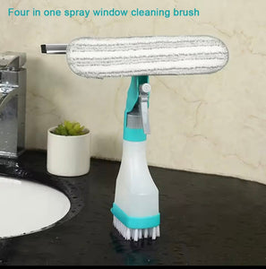 4 in 1 Spray Window Cleaning Brush, Multifunctional Glass Cleaning Scrub With Water Spray, Household Glass Wiper With Water Gun