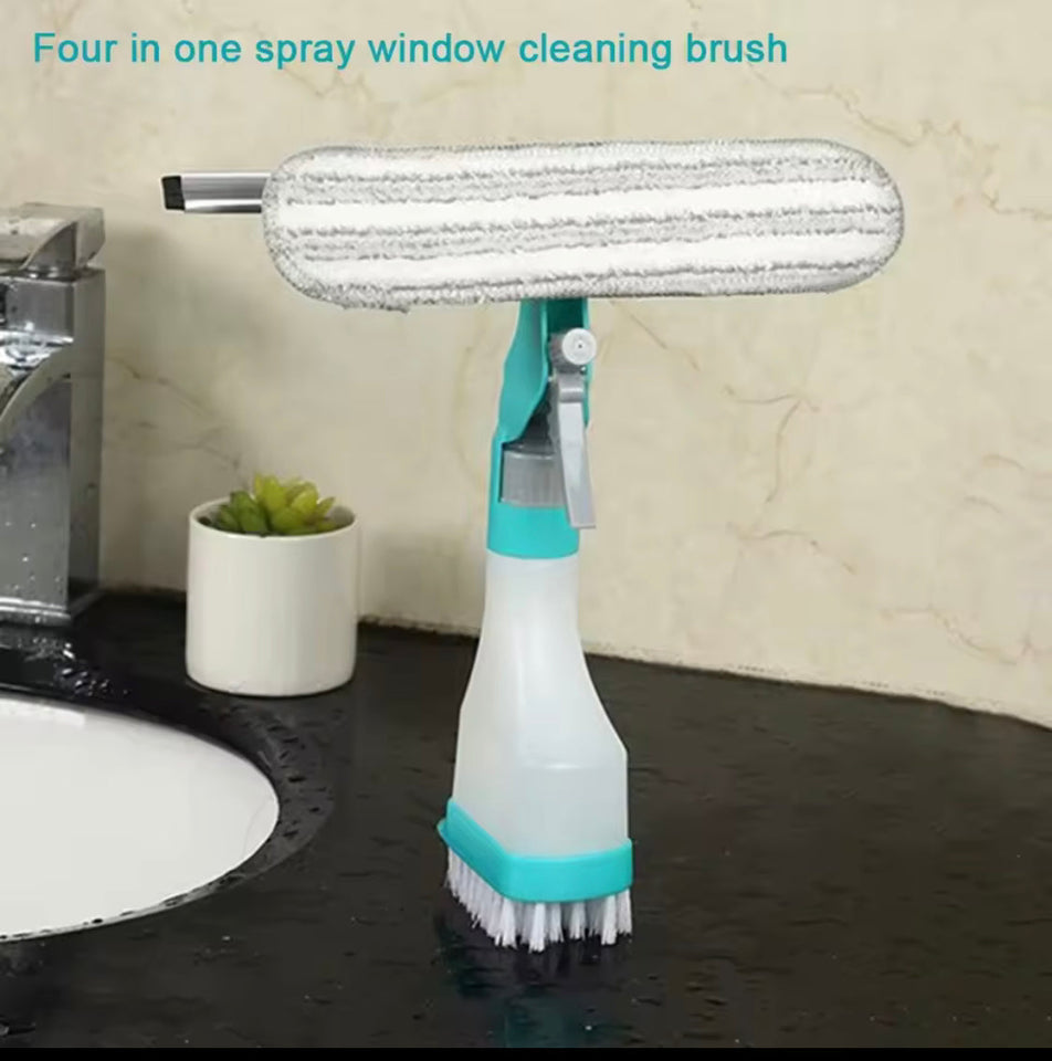 4 in 1 Spray Window Cleaning Brush, Multifunctional Glass Cleaning Scrub With Water Spray, Household Glass Wiper With Water Gun
