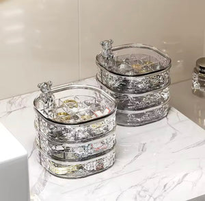 Multi Layered Rotating Jewellery Storage Box, Jewellery Storage Stand, Acrylic Bracelet Earring Storage Organizer Box