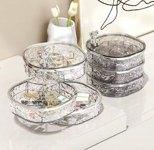 Multi Layered Rotating Jewellery Storage Box, Jewellery Storage Stand, Acrylic Bracelet Earring Storage Organizer Box
