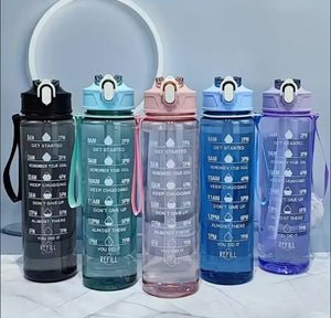 800ml Sports Water Bottle, Portable Large Bottle With Straw, Transparent Refillable Leakproof Water Bottle