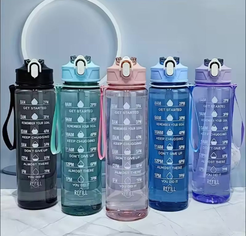 800ml Sports Water Bottle, Portable Large Bottle With Straw, Transparent Refillable Leakproof Water Bottle