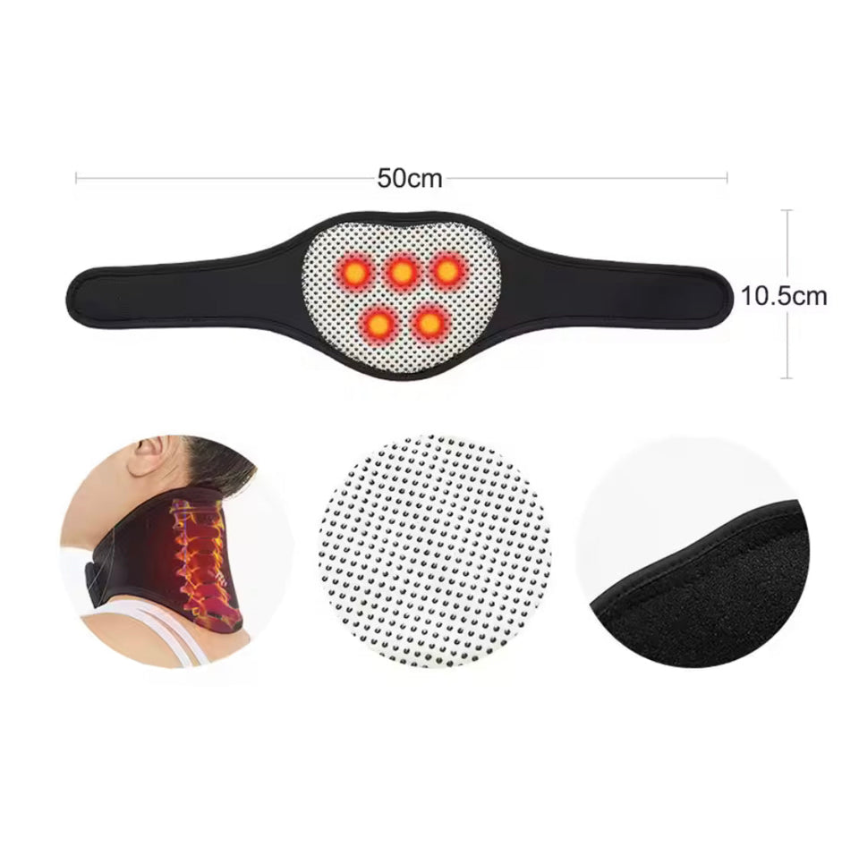 Magnetic Neck Brace, Soft Neck Brace with 5 Magnets, Adjustable Self Heating Neck Support for Neck Pain Relief, Cervical Neck Care Collar