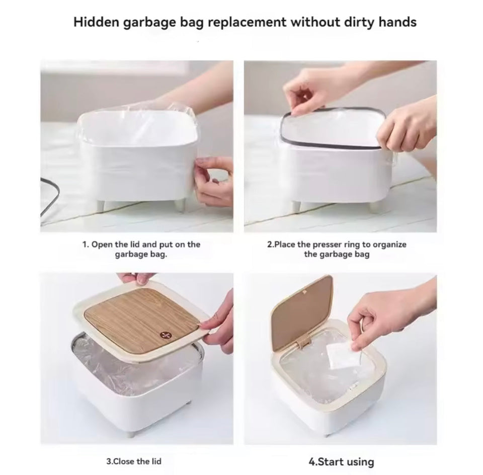 Nordic Press Desktop Trash Can, Creative Desktop Dust Bin, Bedroom Bedside Trash Can With Lid
