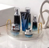 360° Rotating Cosmetic Display Case, Multifunctional Crystal Rotating Tray, Detachable Skincare Holder Rack