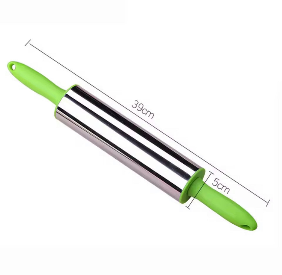 Durable Stainless Steel Dough Roller, Dumpling Skin Pressing Flour Stick Baking Tool, Kitchen Roti Belan, Non Stick Surface Baking Roller, Kitchen Cooking Accessories