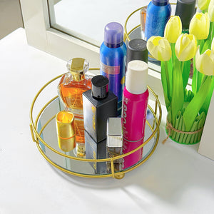 Classy Golden Vanity Display, Multipurpose Cosmetic Jewellery Tray, Kitchen Seasoning Organizer Tray