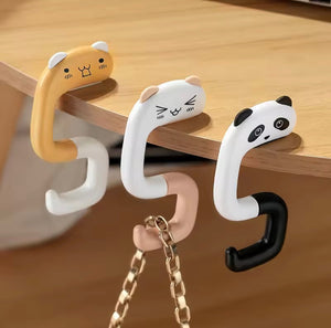 Cartoon Shape Portable Bag Hook, Bracket Punch Free Hooks, Weight Bearing Desktop Hooks, Foldable Cartoon Animal Hooks