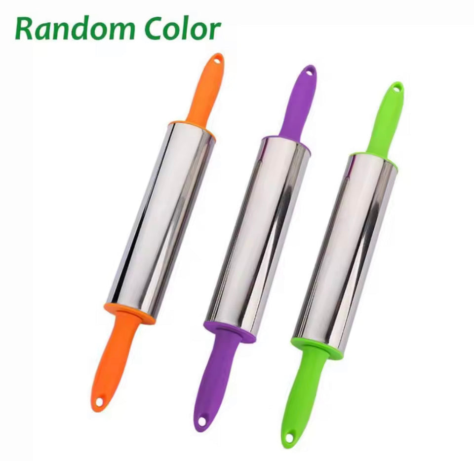 Durable Stainless Steel Dough Roller, Dumpling Skin Pressing Flour Stick Baking Tool, Kitchen Roti Belan, Non Stick Surface Baking Roller, Kitchen Cooking Accessories