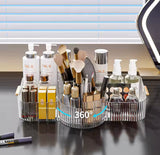 Luxury Makeup Organizer With 360° Rotating Makeup Brush Holder, Cosmetic Storage Box, Lipsticks Make Up Container, Vanity Makeup Organizer Box