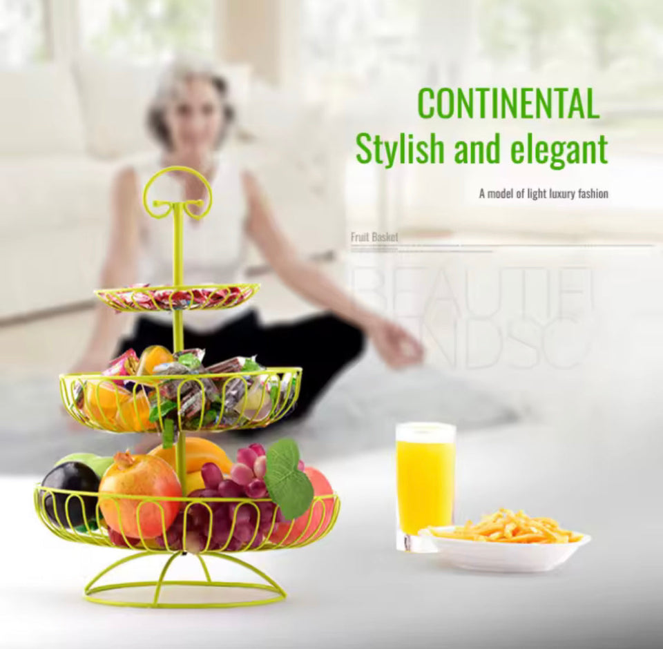 3 Layer Retro Style Fruit Basket, Countertop Metal Fruit Basket, Decoration Fruit Rack, Kitchen Fruit Basket Rack