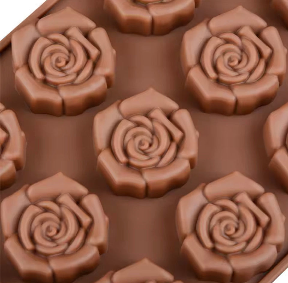 Flowers Shaped Silicone Chocolate Mold, Cake Decoration Tool, Reusable Rose Flower Chocolate Mold
