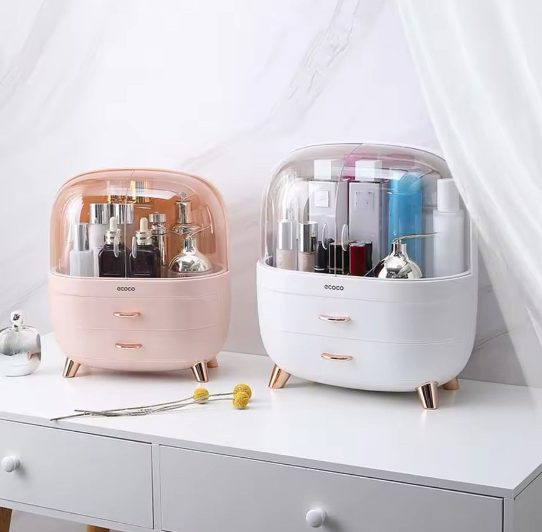 Desktop Cosmetics Storage Box With Drawers, Makeup Sundries Storage Organizer, Cosmetic Display Case, Dust Proof Storage Rack