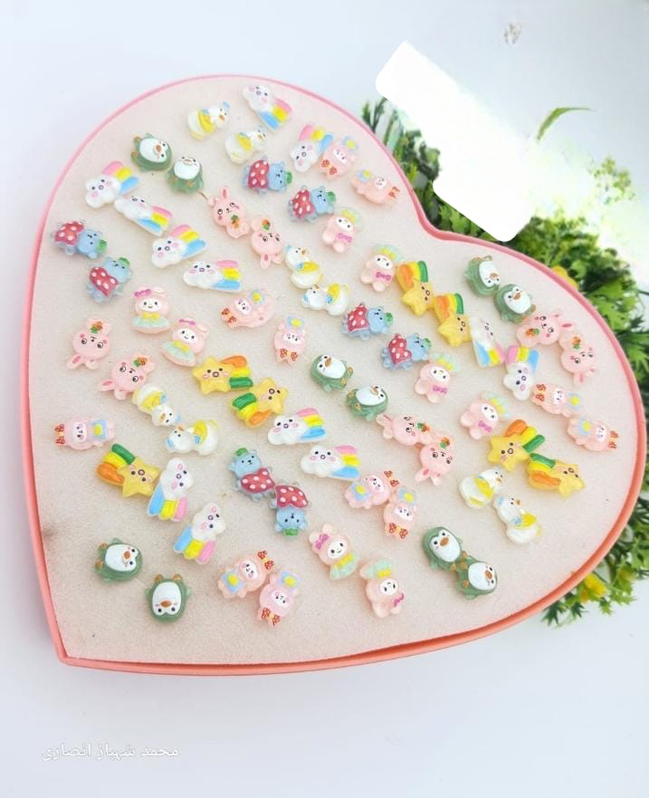 Adjustable Earrings For Kids, 36 Pair Fruit Stud Earrings Set, Candy Color Stud Earrings