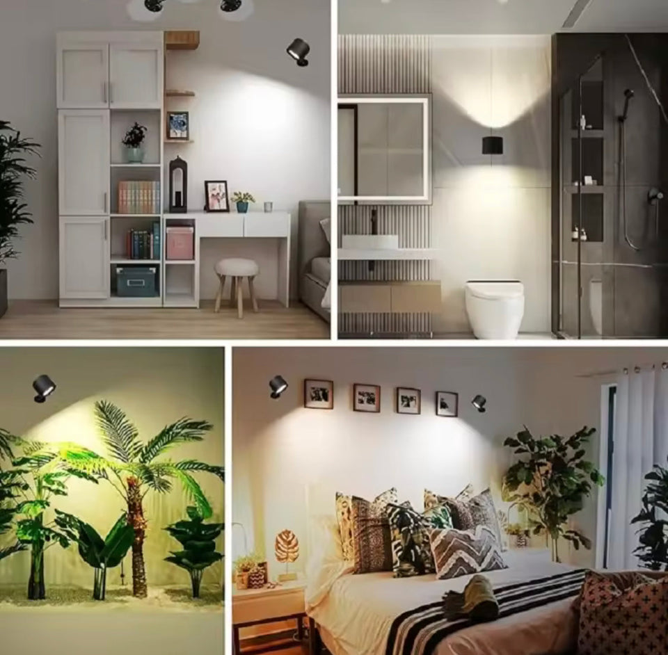 Double Head Led Wall Lamp With Magnetic Holder, 360° Rotatable For Bedroom Reading Lamp, Portable Night Light