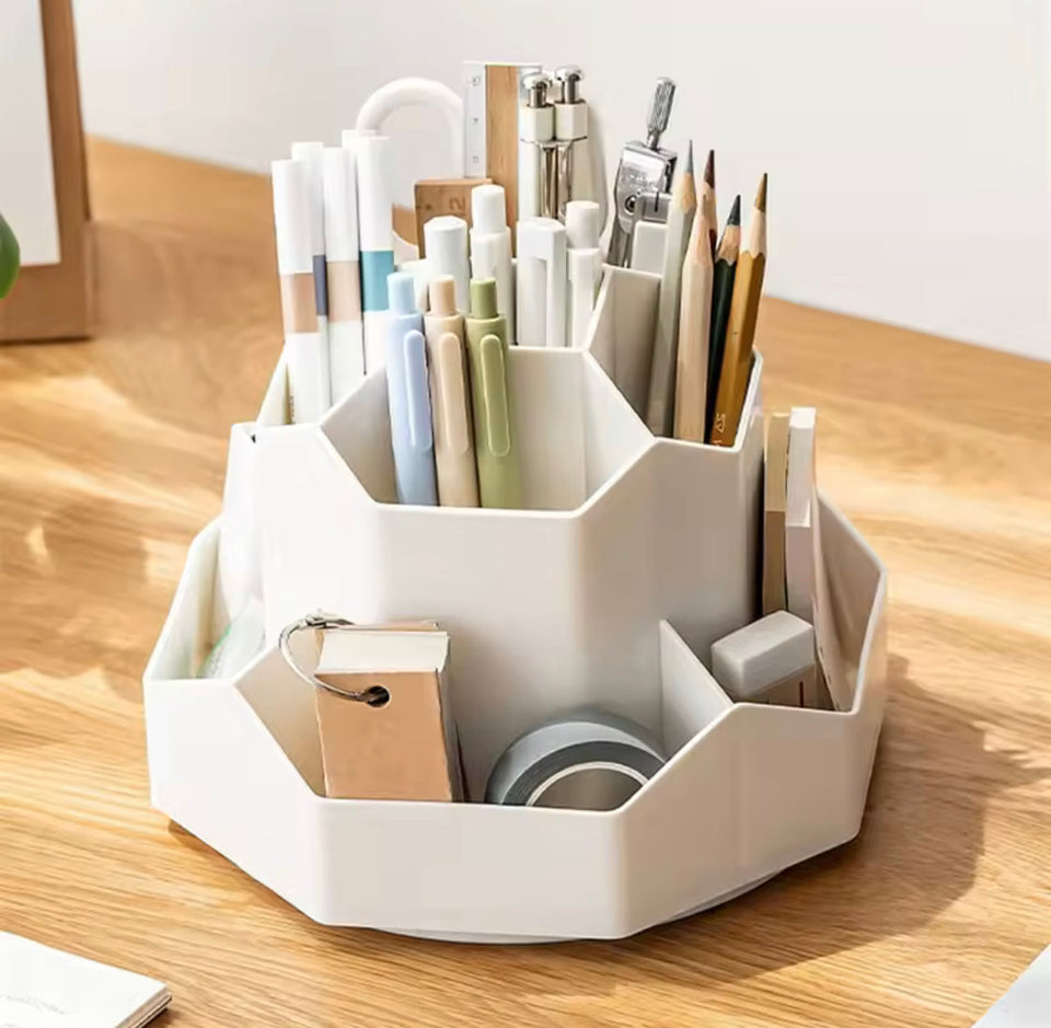 Desktop Stationery Organizer, 9 Slots Stationery Storage Box, Multifunctional Rotatable Desktop Organizer, Desktop Cosmetic Box