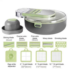 14 In 1 Vegetable Chopper,  Draining Vegetable Cutter With Stainless Steel Blades, Manual Hand Food Chopper, Kitchen Gadget