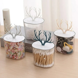 Creative Antler Cotton Swabs Container, Creative Jewelry Holder Organizer Box, Cotton Pad Q-Tip Organizer
