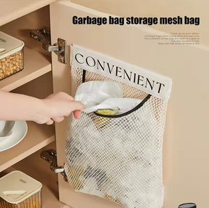 Hanging Storage Mesh Bag, Plastic Shopping Bags Dispenser, Wall Mounted Mesh Storage Bag, Hanging Garbage Bag Holder