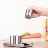 Stainless Steel Salt And Pepper With Stand, Mini Salt And Pepper Shaker Set, Spice And Seasoning Set With Toothpick Container
