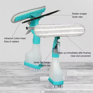 4 in 1 Spray Window Cleaning Brush, Multifunctional Glass Cleaning Scrub With Water Spray, Household Glass Wiper With Water Gun