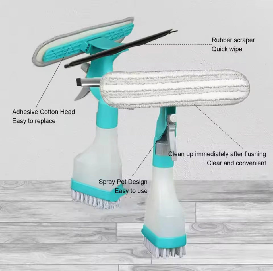 4 in 1 Spray Window Cleaning Brush, Multifunctional Glass Cleaning Scrub With Water Spray, Household Glass Wiper With Water Gun