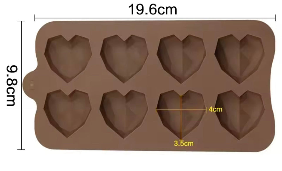 Diamond Heart Shaped Chocolate Mold, Silicone DIY Candy Bar Mold, Cake Decoration Tools, Kitchen Baking Accessories