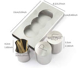 Stainless Steel Salt And Pepper With Stand, Mini Salt And Pepper Shaker Set, Spice And Seasoning Set With Toothpick Container