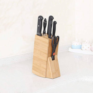 8pcs Kitchen Pine Knives Set With Wooden Holder, Kitchen Drawer Utensils Holder, Wooden Knife Organizer Case