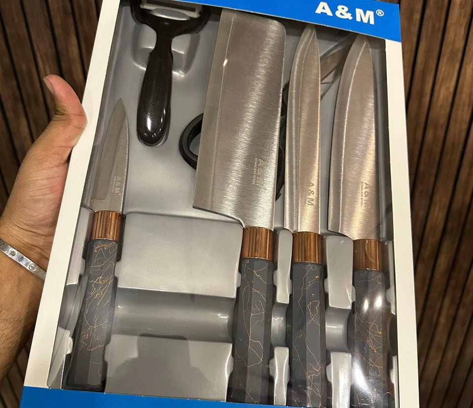 6pcs Kitchen Knives Set, Premium Quality Fruit And Vegetable Knife, Kitchen Cutlery Set, Premium Steak Cutting Knife