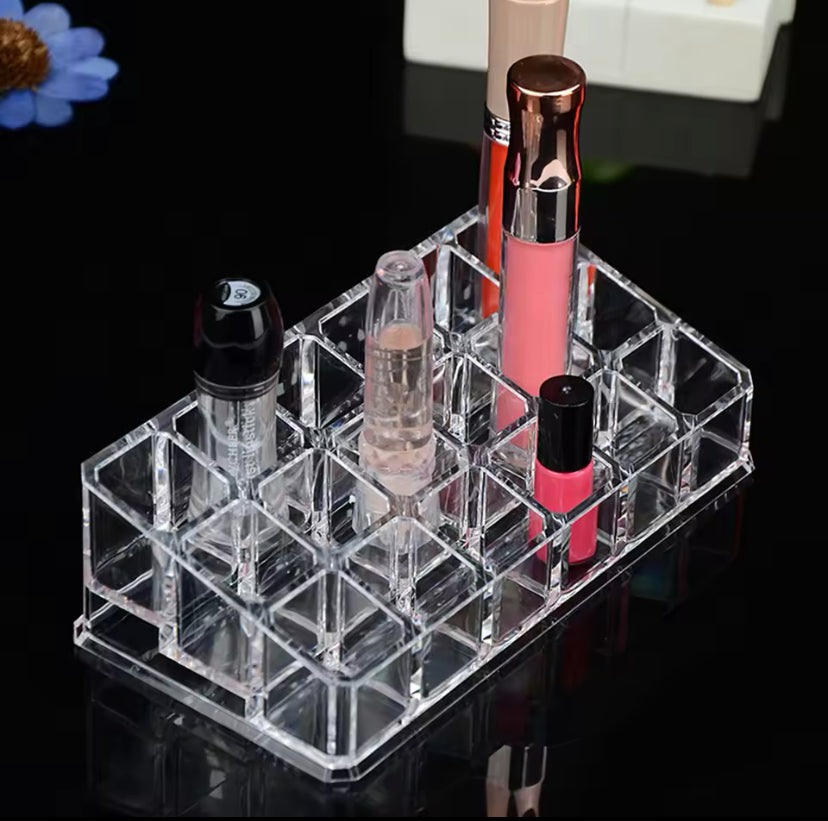 Lipstick Display Stand Holder, Acrylic Lipstick Storage Box, Acrylic Makeup Organizer, Desktop Lipstick Display Storage Box, Cosmetic Nail Polish Storage Rack, Desktop Dressing Table for Lip Glaze Brushes Bottles