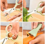Kitchen Scissors And Peeler Set, Standable Stainless Steel Scissors And Peeler, Vegetable Cutting Scissors, Dryfruit Cutting Scissors And Peeler