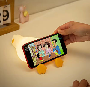 Rechargeable Lazy Duck Lamp, Multipurpose Silicon Touch Sensor Tap Light, Baby Kids Bedside Night Light, Duck Shape Mobile Phone Holder, Duck Lamp For Room Decoration