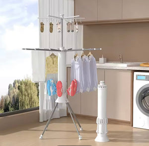 Octopus Portable Drying Rack, Foldable Clothes Drying Rack, Tripod Style Clothes Warmer, Rotating Washing Hanger Rack