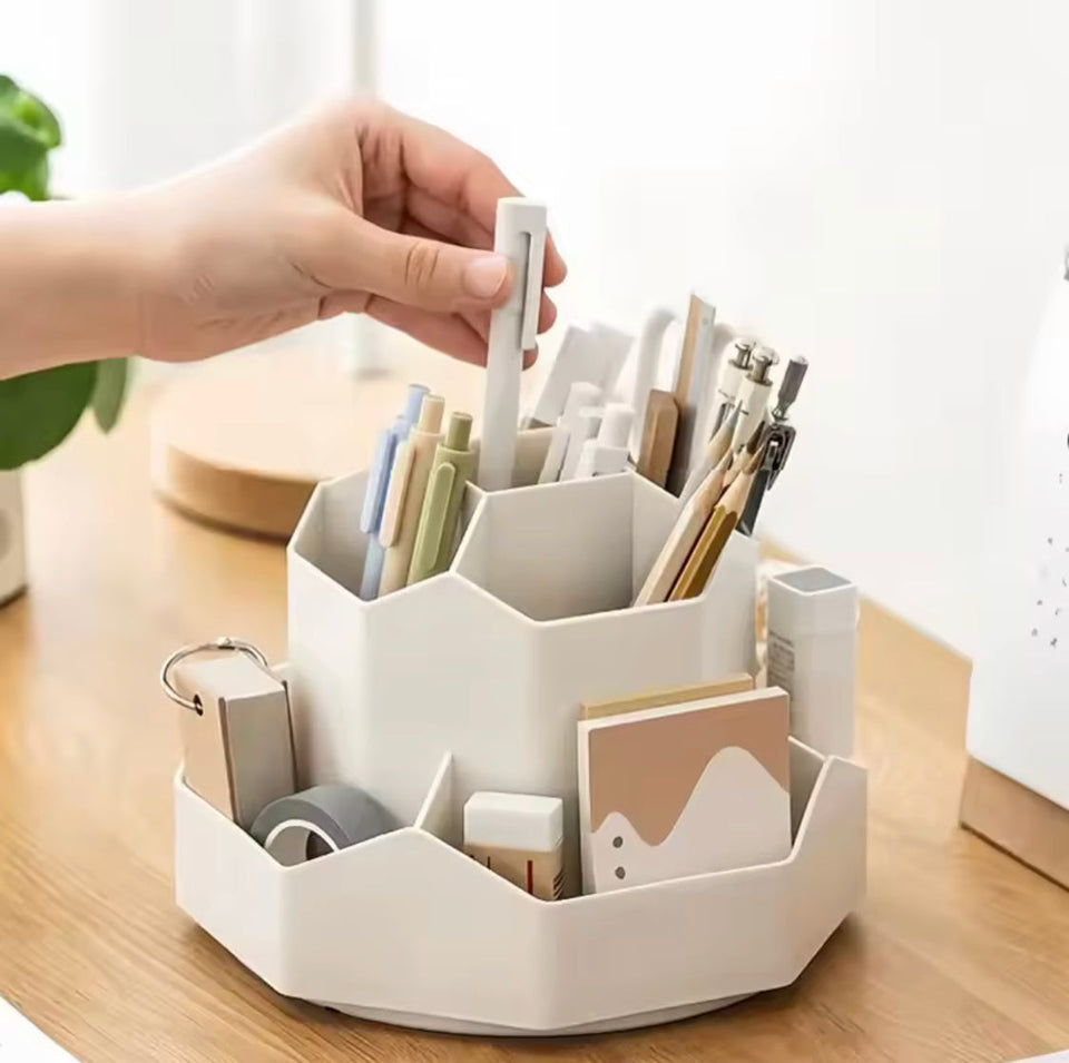 Desktop Stationery Organizer, 9 Slots Stationery Storage Box, Multifunctional Rotatable Desktop Organizer, Desktop Cosmetic Box