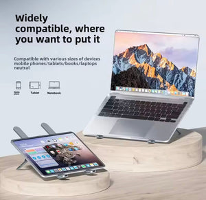 Portable Aluminium Alloy Notebook Stand, Laptop Stand With Computer Cooling Fan, Foldable Dual Fan Desktop Computer Cooling Bracket