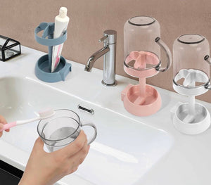 Toothbrush Holder With Wash Cup, Toothbrush And Toothpaste Holders, Bathroom Shelf Toothbrush Storage Rack, Toothpaste Holder Storage Case