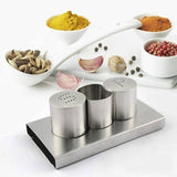 Stainless Steel Salt And Pepper With Stand, Mini Salt And Pepper Shaker Set, Spice And Seasoning Set With Toothpick Container